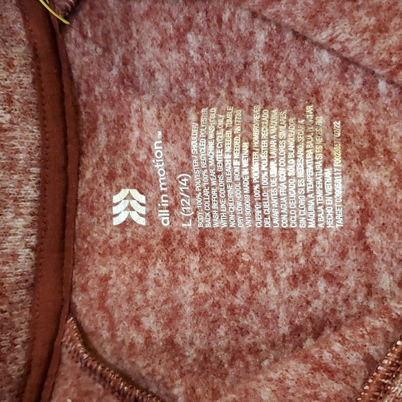 All in Motion Fleece 1/4 Zip Pull Over Size Large 12/14 - Picture 3 of 5